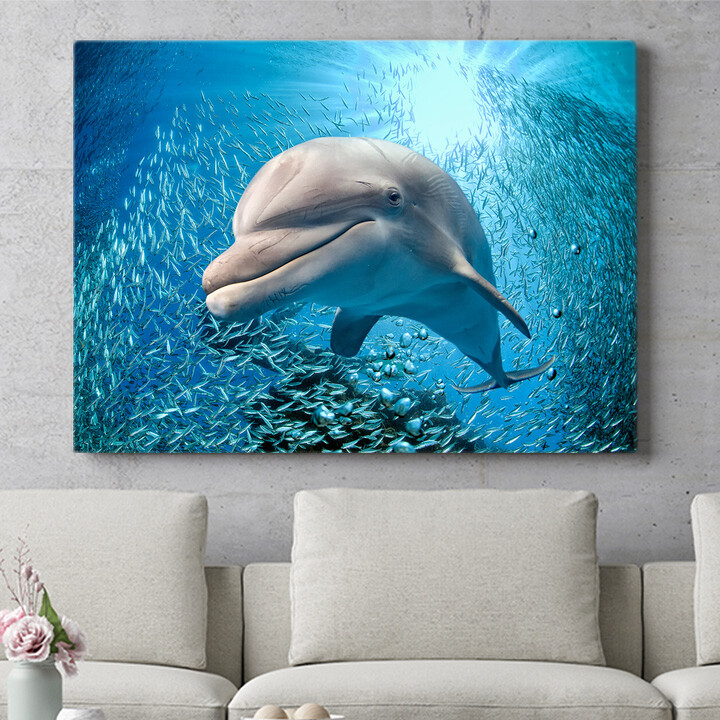 Personalisiertes Wandbild Delfin im Meer