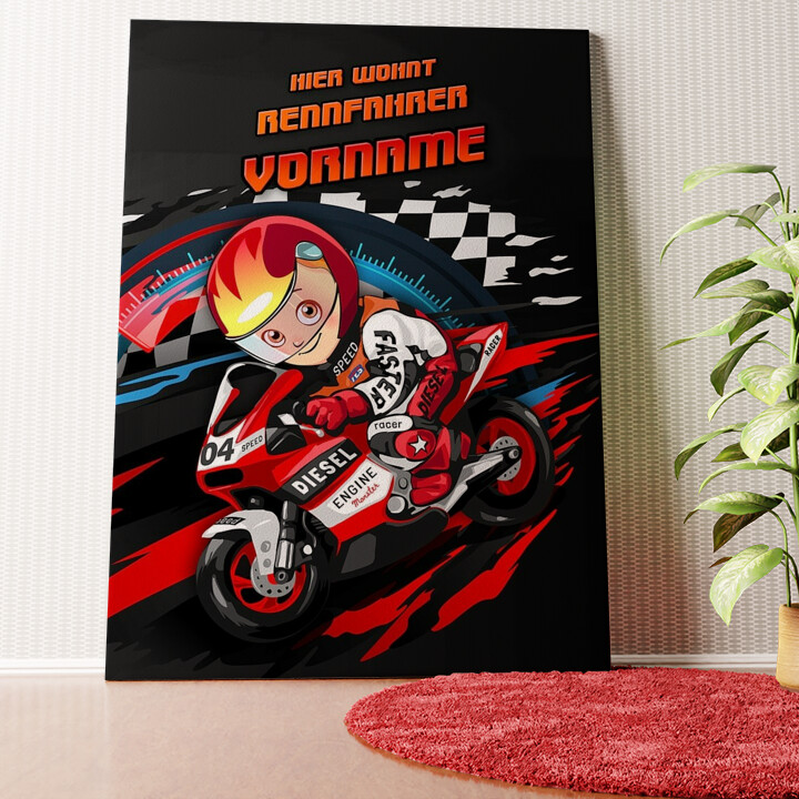 Motorradfahrer Wandbild personalisiert