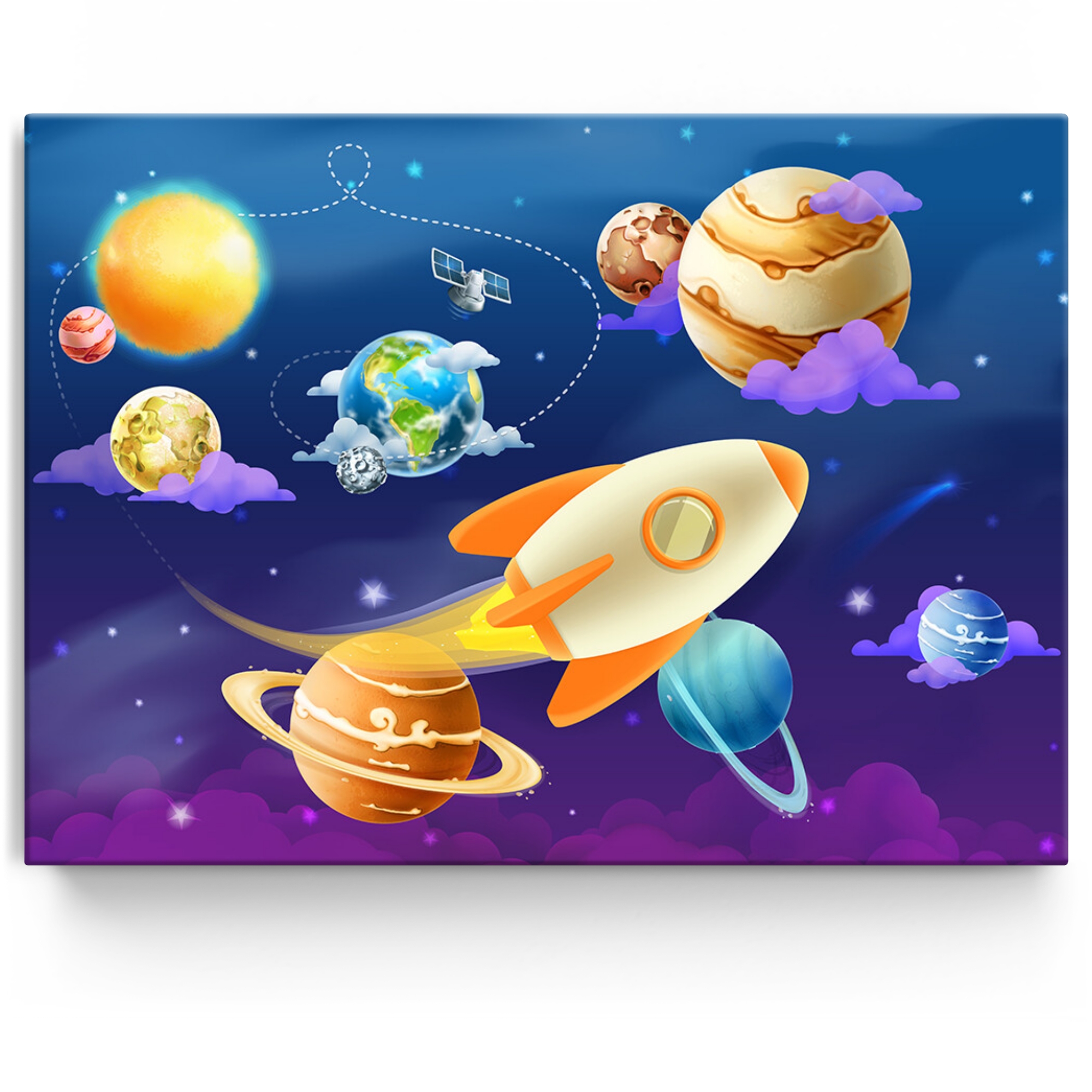 Personalisiertes Leinwandbild Cartoon Planetensystem