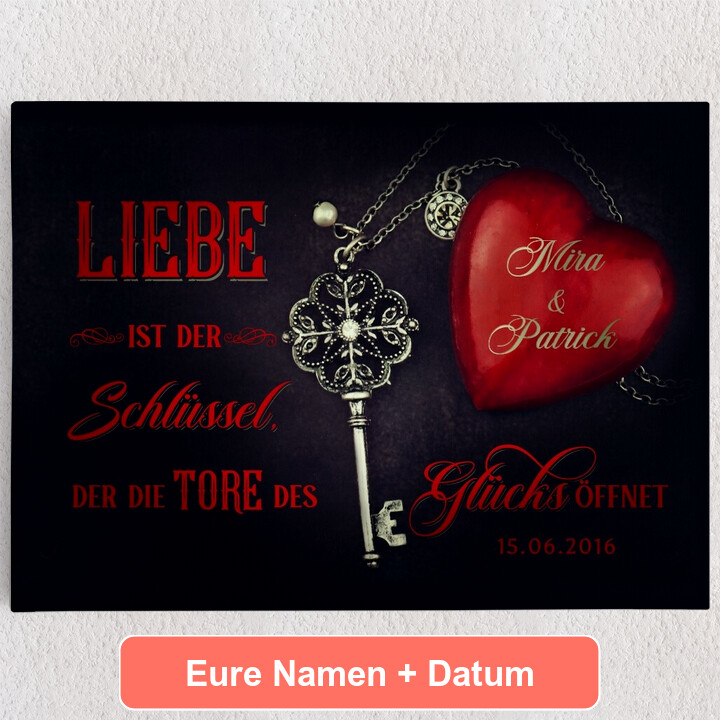Personalisiertes Leinwandbild Liebesschlüssel