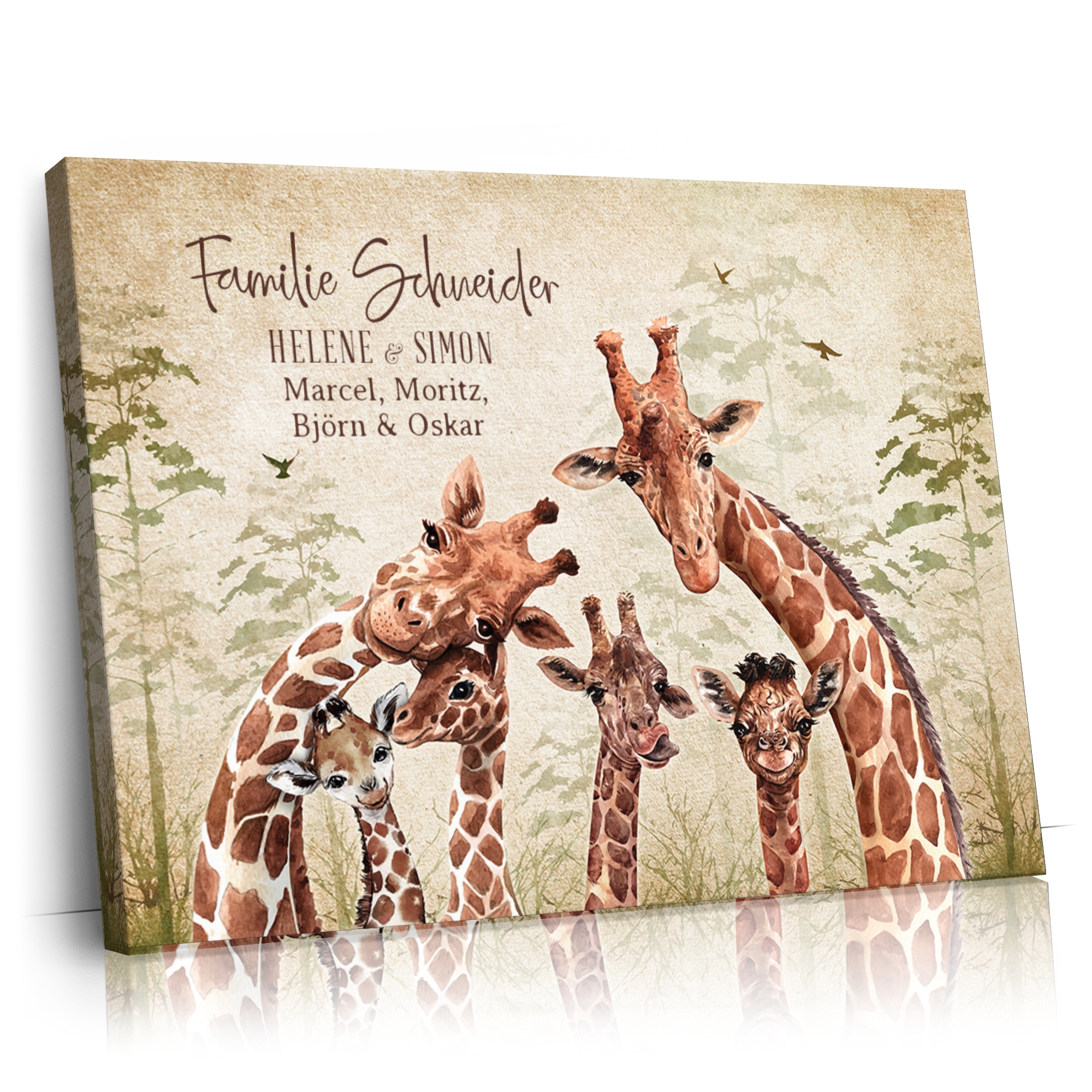 Personalisierbares Geschenk Giraffenfamilie