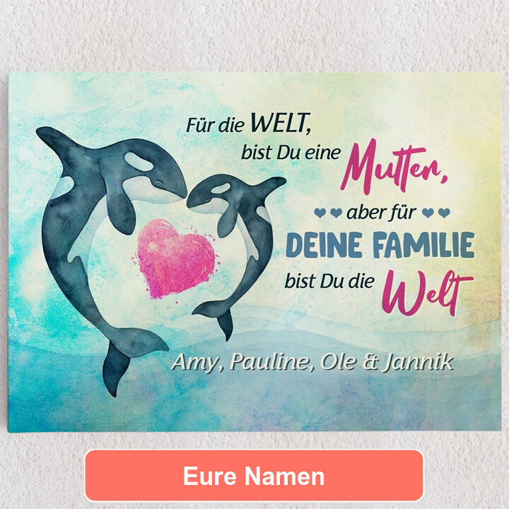 Personalisiertes Leinwandbild Orca Mama