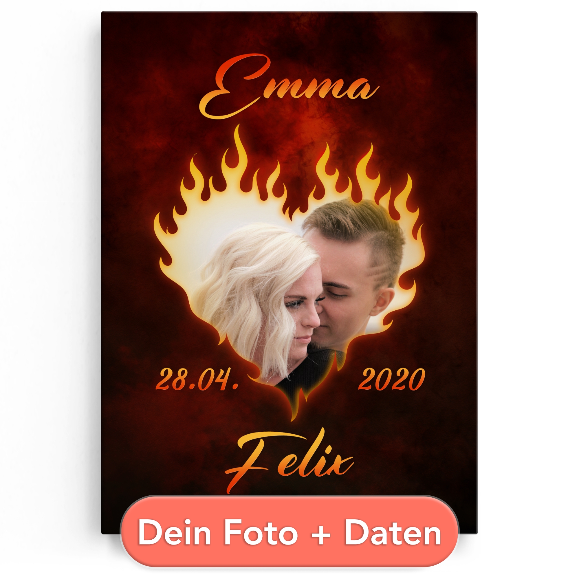 Feuriges Liebesglück - Personalisierbares Leinwandbild | Liebesleinwand.de Feuriges Liebesglück - Personalisierbares Leinwandbild | Liebesleinwand.de