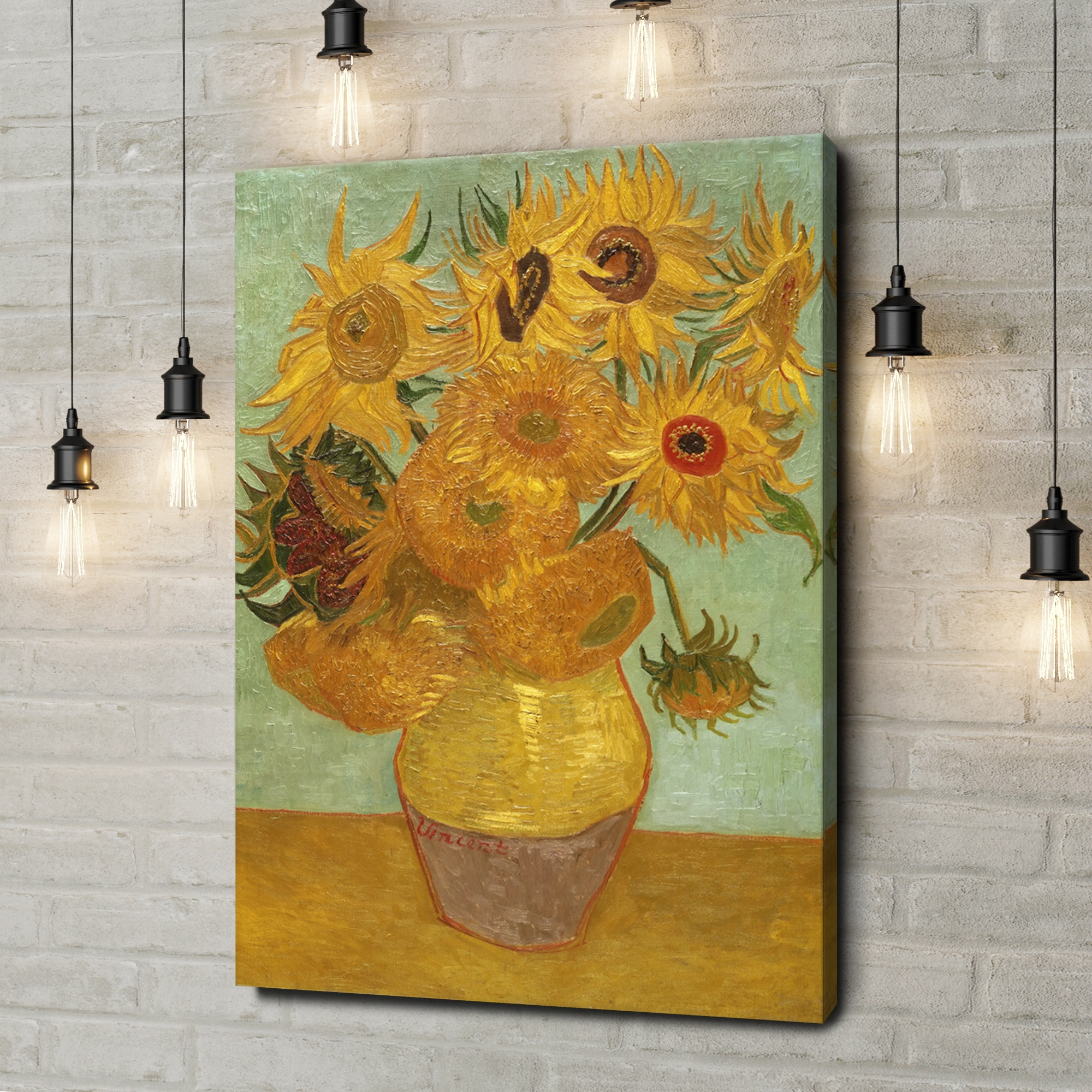 Liebesleinwand als Geschenk Vase mit Sonnenblumen