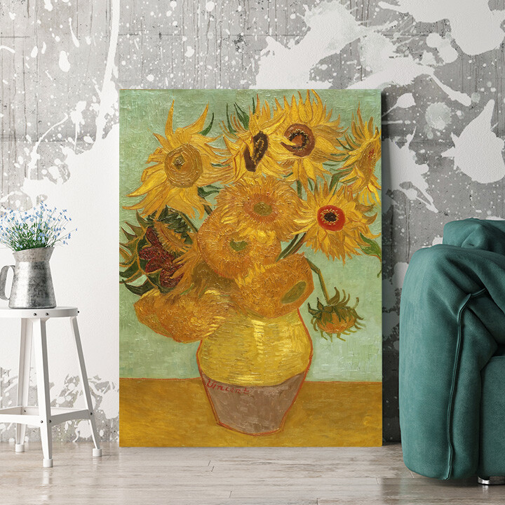 Personalisiertes Wandbild Vase mit Sonnenblumen