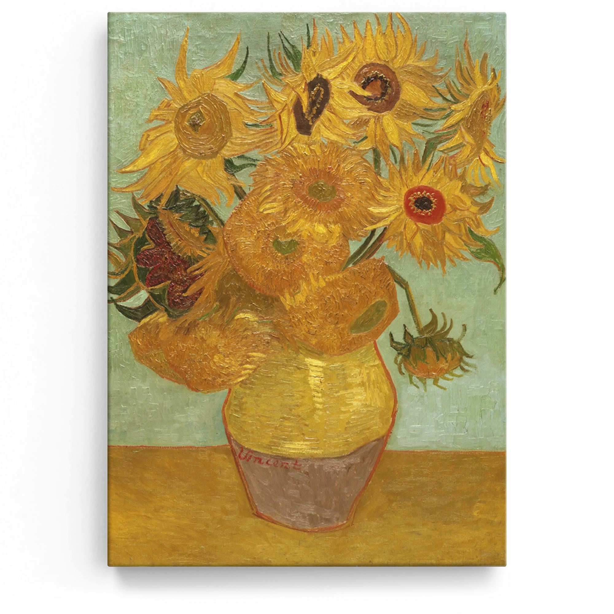 Personalisiertes Leinwandbild Vase mit Sonnenblumen