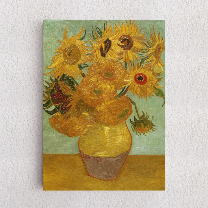 Personalisiertes Leinwandbild Vase mit Sonnenblumen
