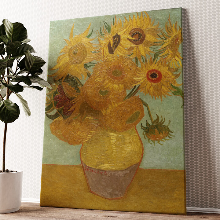 Leinwandbild personalisiert Vase mit Sonnenblumen