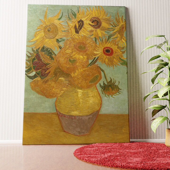 Vase mit Sonnenblumen Wandbild personalisiert