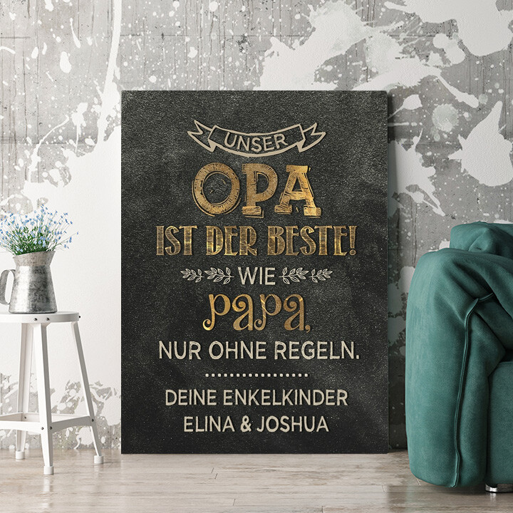 Personalisiertes Wandbild Auszeichnung für Opa