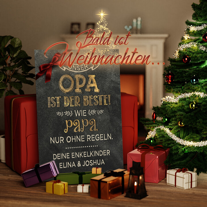 Auszeichnung für Opa - Personalisierbares Leinwandbild | Liebesleinwand.de