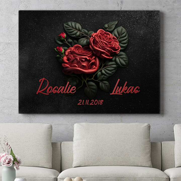 Personalisiertes Wandbild Rote Rosen