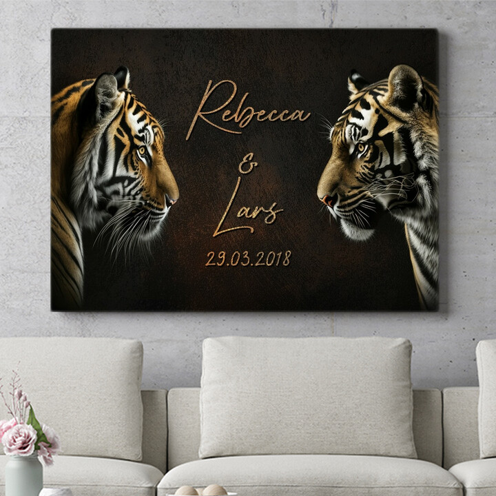 Personalisiertes Wandbild Tiger Love
