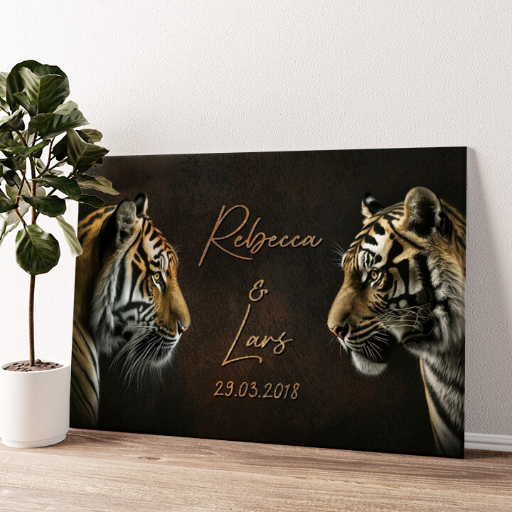 Leinwandbild personalisiert Tiger Love