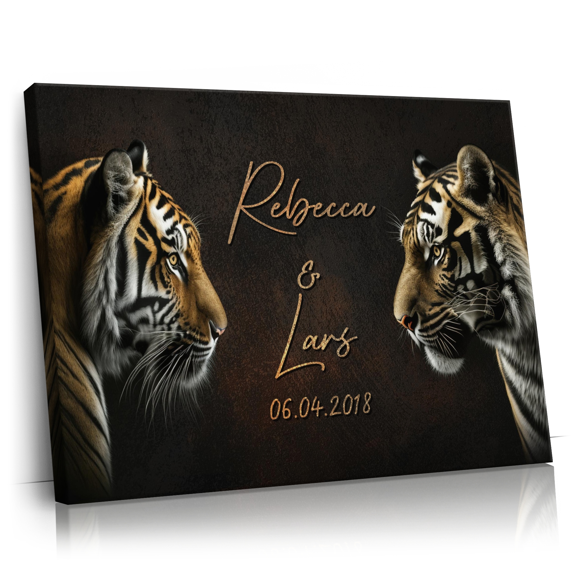 Tiger Love Personalisierbares Leinwandbild Liebesleinwand.de