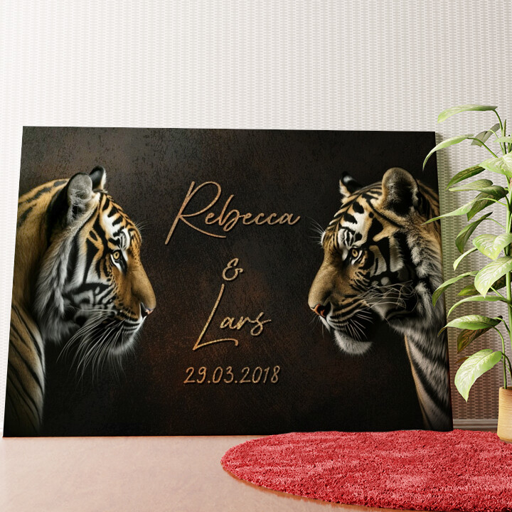 Tiger Love Wandbild personalisiert