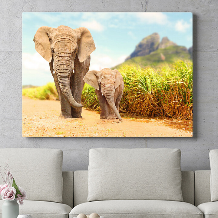 Personalisiertes Wandbild Elefanten in Afrika