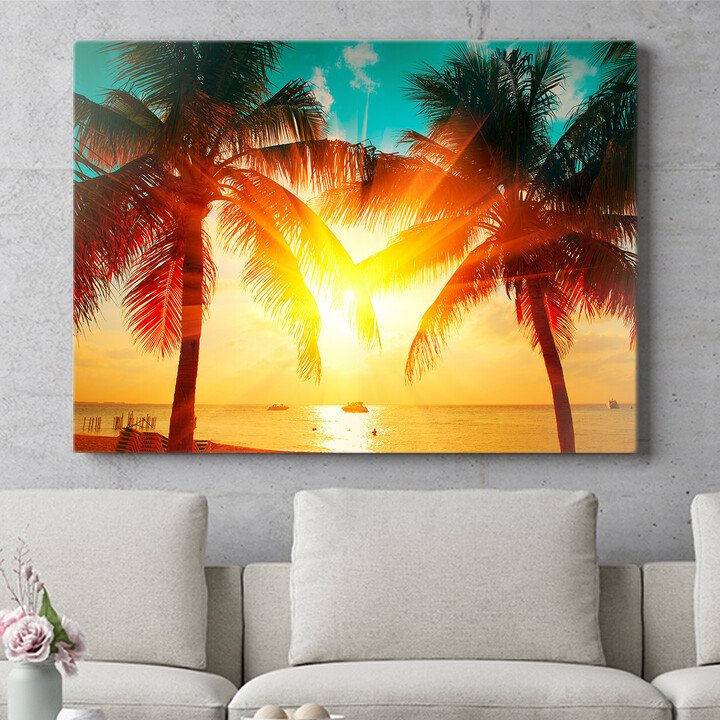 Personalisiertes Wandbild Palmen in der Karibik
