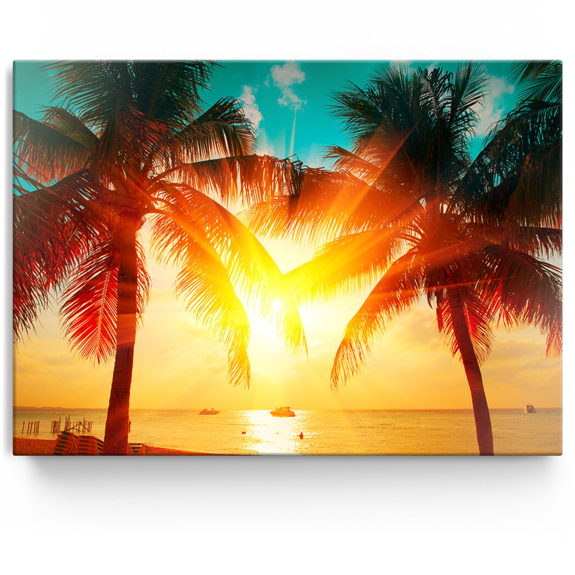 Personalisiertes Leinwandbild Palmen in der Karibik