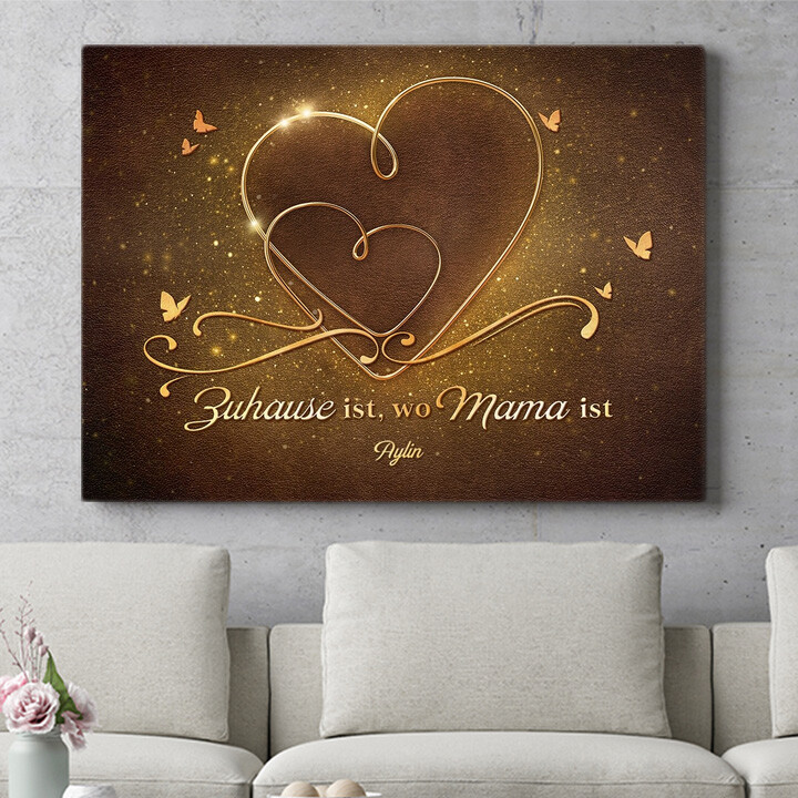 Personalisiertes Wandbild Mamas goldenes Herz
