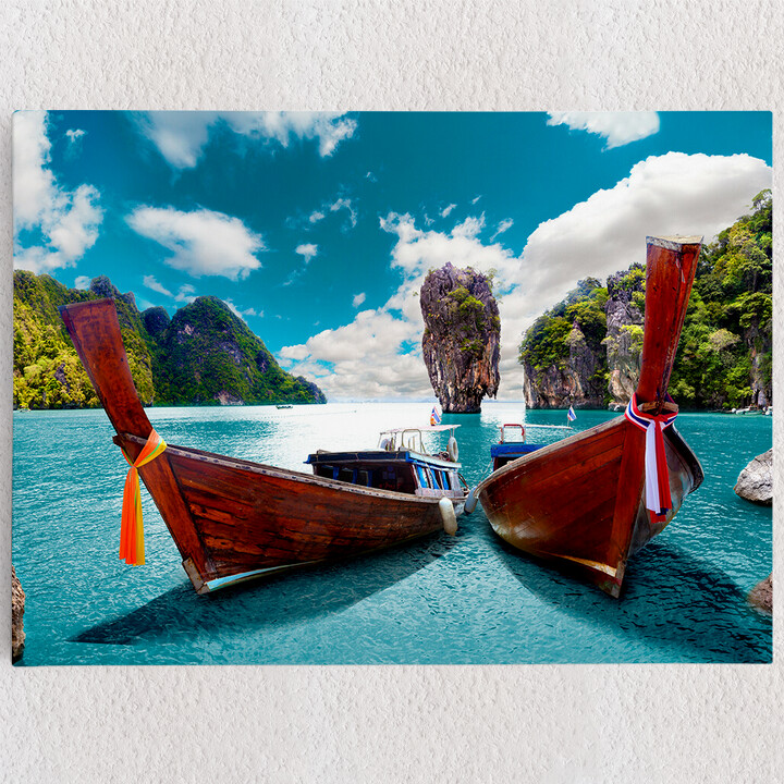 Personalisiertes Leinwandbild Boote vor Phuket - Thailand