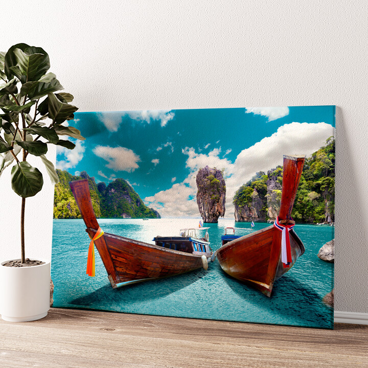 Leinwandbild personalisiert Boote vor Phuket - Thailand