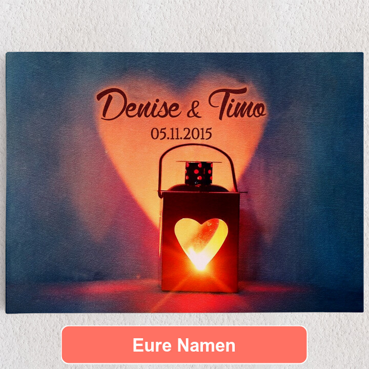 Licht der Liebe  Personalisierbares Leinwandbild  Liebesleinwand.de