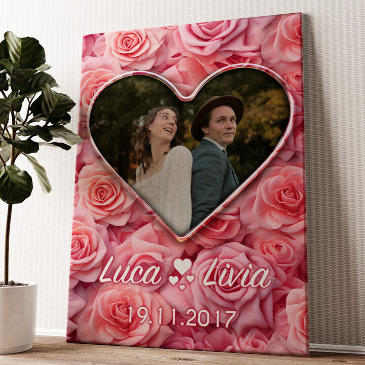 Leinwandbild personalisiert Rosa Blütenmeer