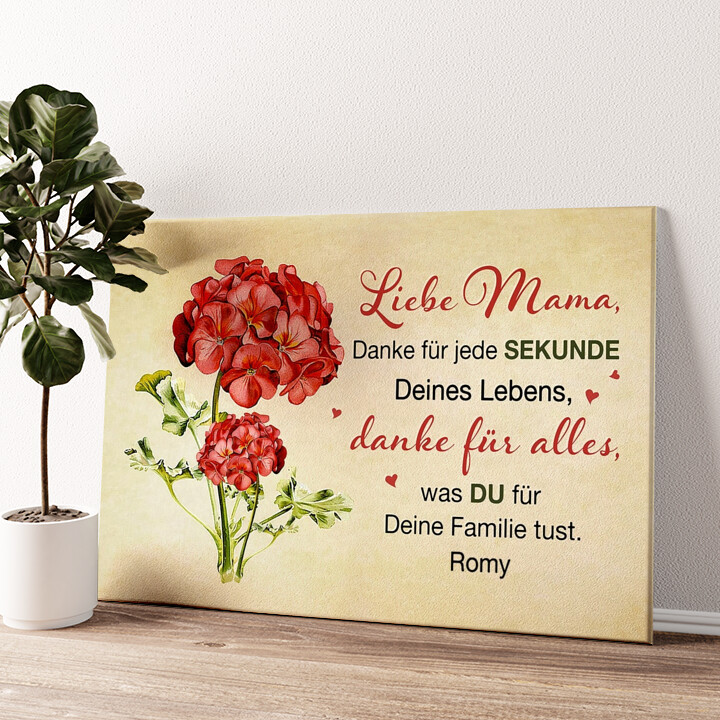 Leinwandbild personalisiert Blume für Mama