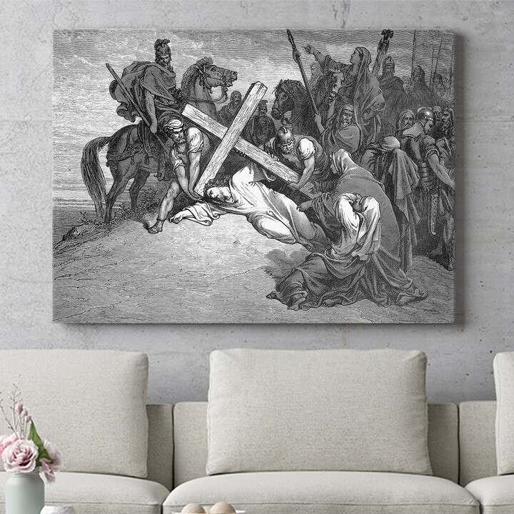 Personalisiertes Wandbild Jesus bricht unter dem Kreuz zusammen