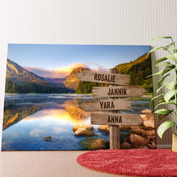 Herzlicher Berggenuss Personalisierbares Leinwandbild Liebesleinwand.de