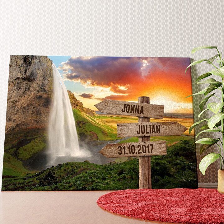 Wasserfallromantik Wandbild personalisiert