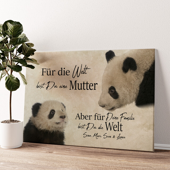 Leinwandbild personalisiert Pandamutter