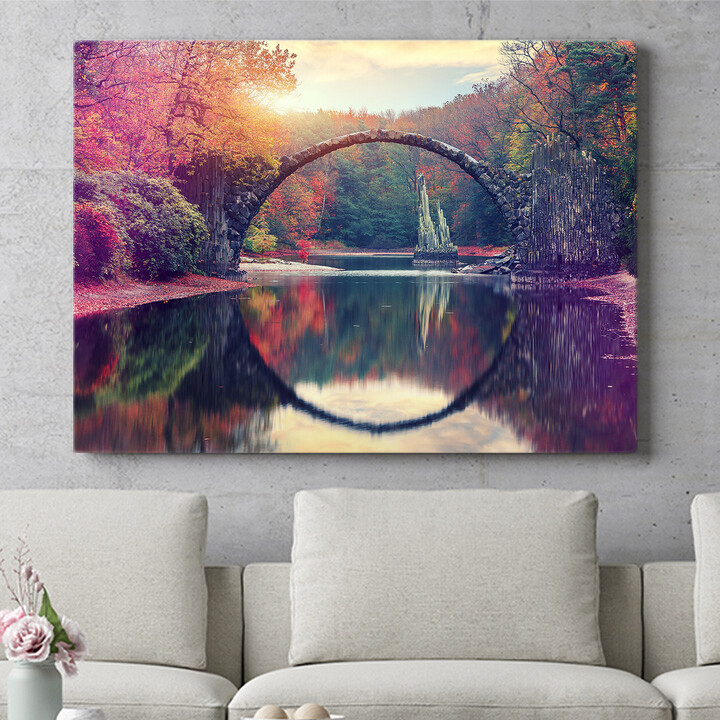 Personalisiertes Wandbild Rakotz Brücke Azalea und Rhododendron Park Kromlau