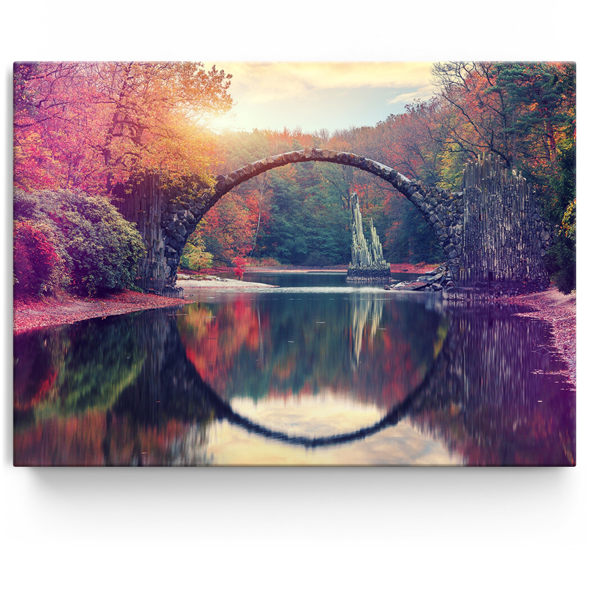 Personalisiertes Leinwandbild Rakotz Brücke Azalea und Rhododendron Park Kromlau