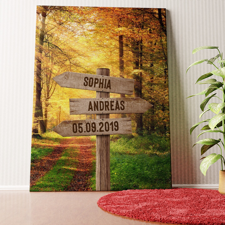 Herbstwaldromantik Wandbild personalisiert