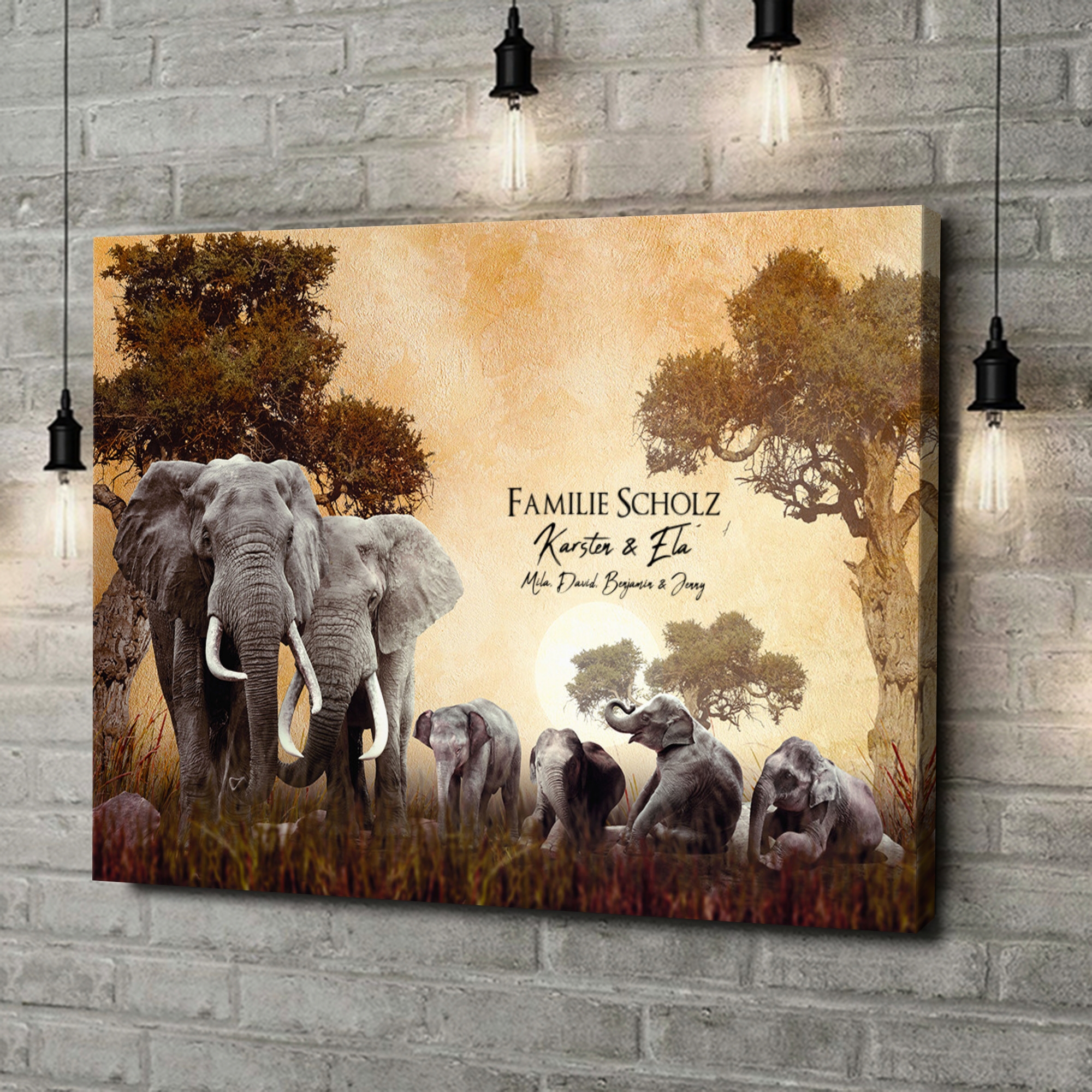Liebesleinwand als Geschenk Elefantenfamilie