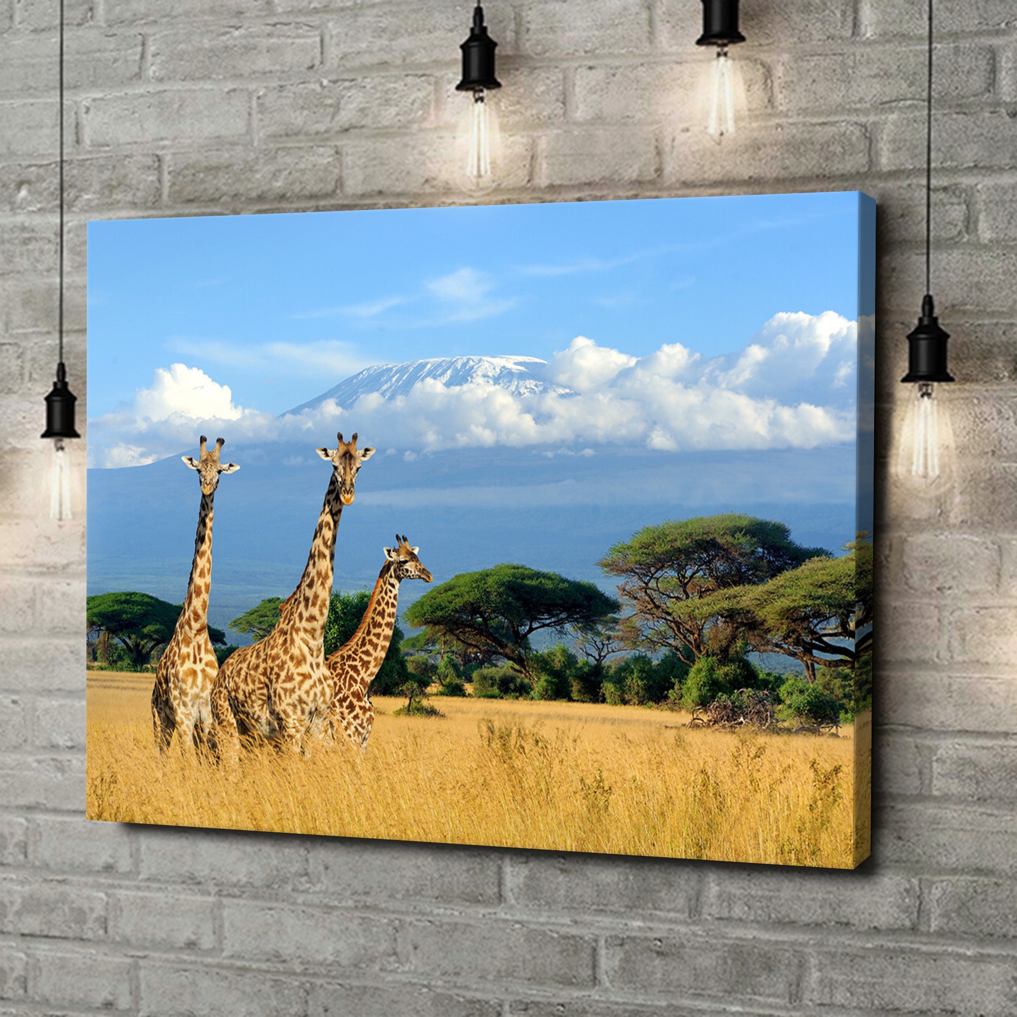 Liebesleinwand als Geschenk Giraffen vorm Kilimandscharo