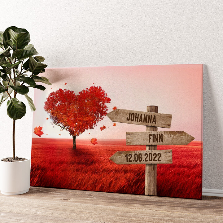 Leinwandbild personalisiert Rote Blätterromantik
