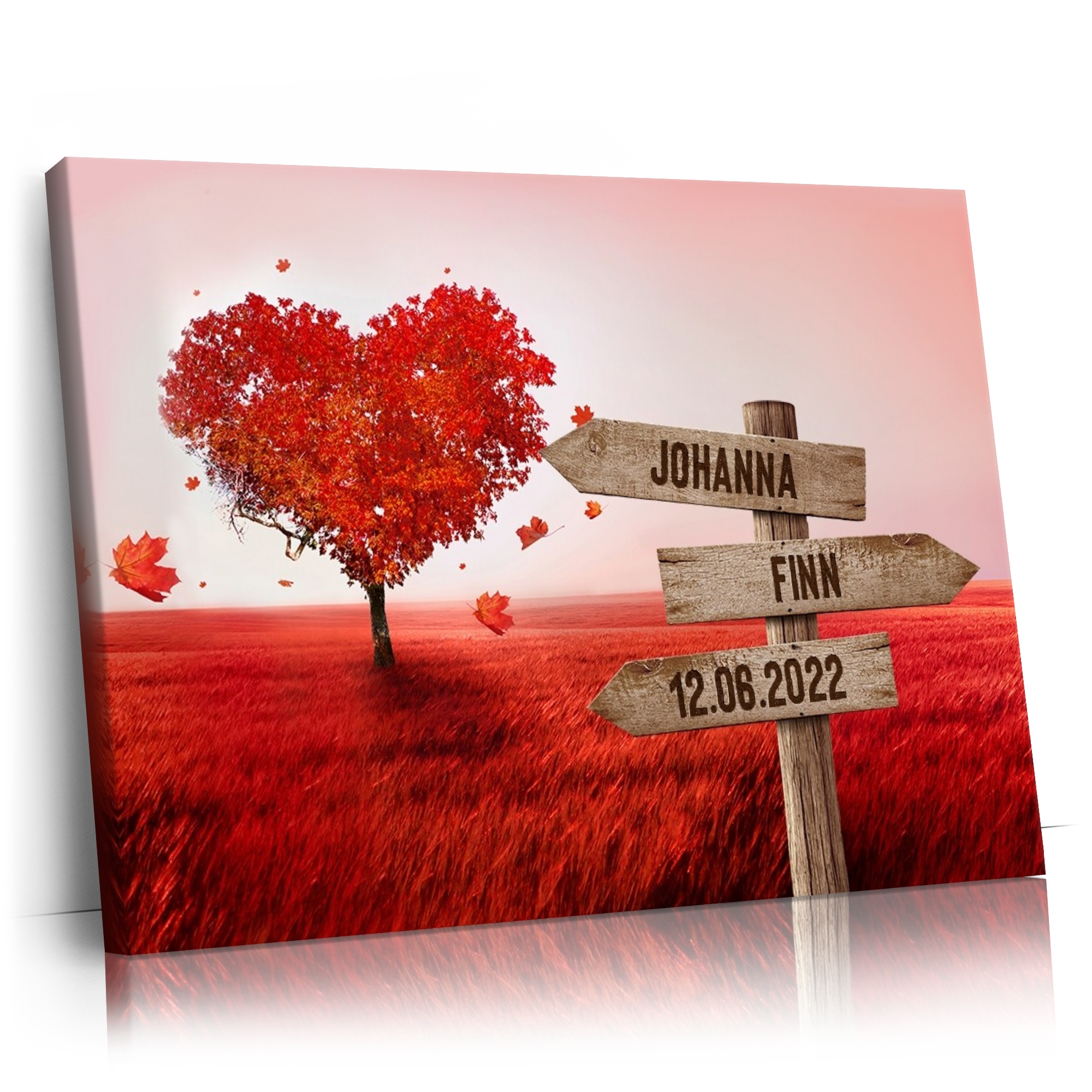 Personalisierbares Geschenk Rote Blätterromantik