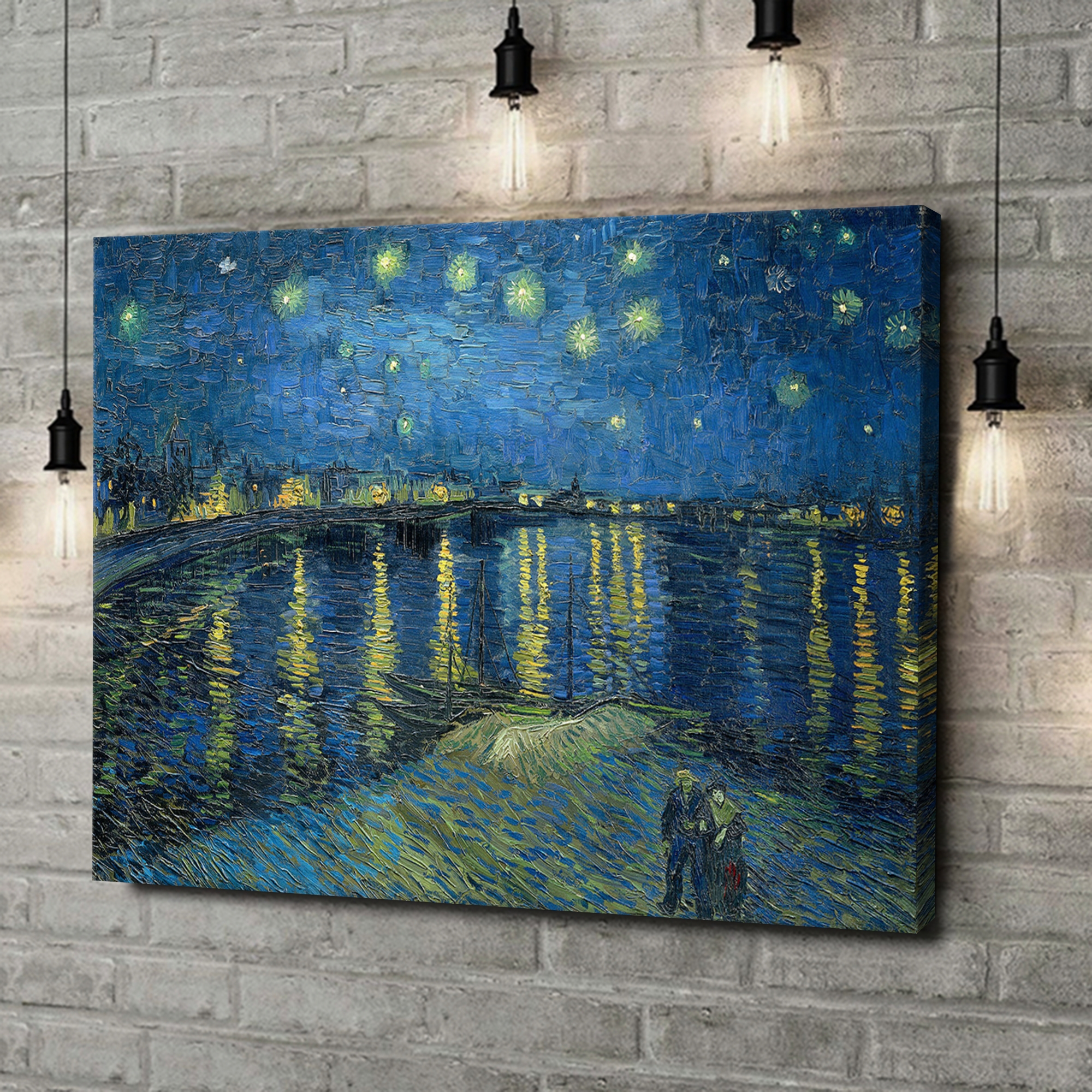 Gemälde 'Sternennacht über Der Rhône' Von Van Gogh – Auf Acrylglas, 140x100 Cm, Fertig Zum Aufhängen