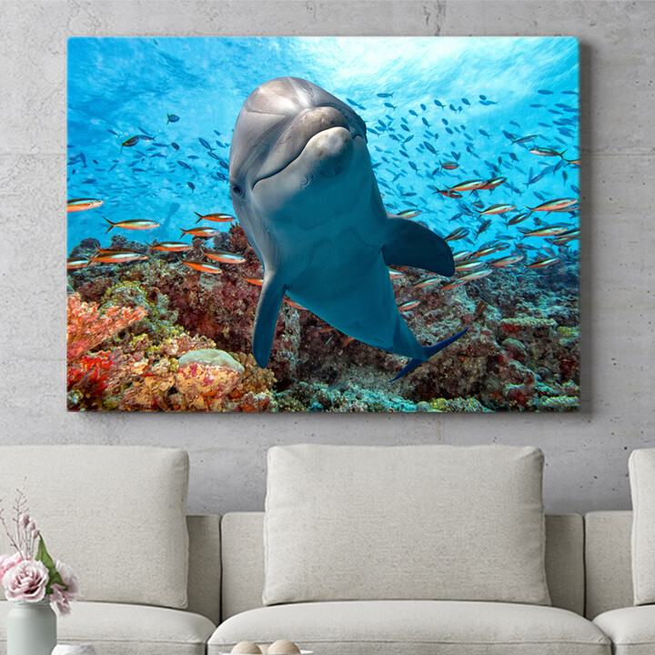 Personalisiertes Wandbild Delfin im Korallenriff