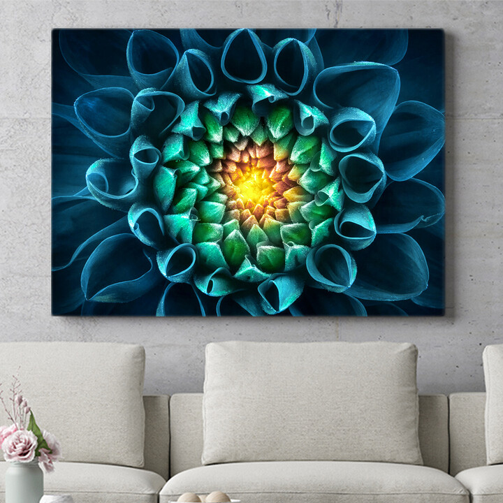 Personalisiertes Wandbild Blaugrüne Chrysantheme