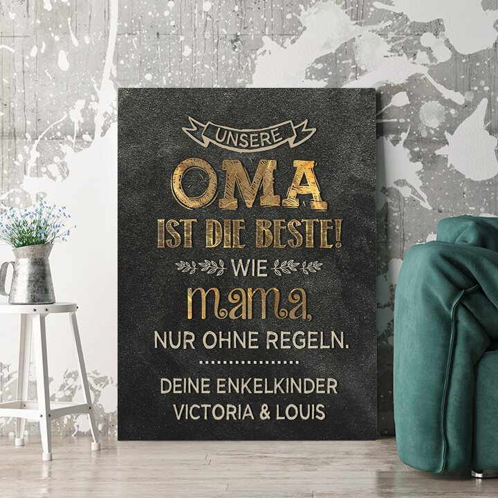 Personalisiertes Wandbild Auszeichnung für Oma