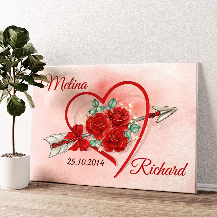 Liebespfeil Personalisierbares Leinwandbild Liebesleinwand.de