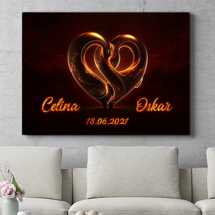 Personalisiertes Wandbild Herz aus Lava