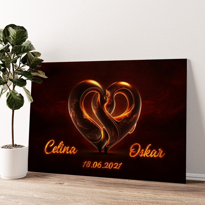 Leinwandbild personalisiert Herz aus Lava
