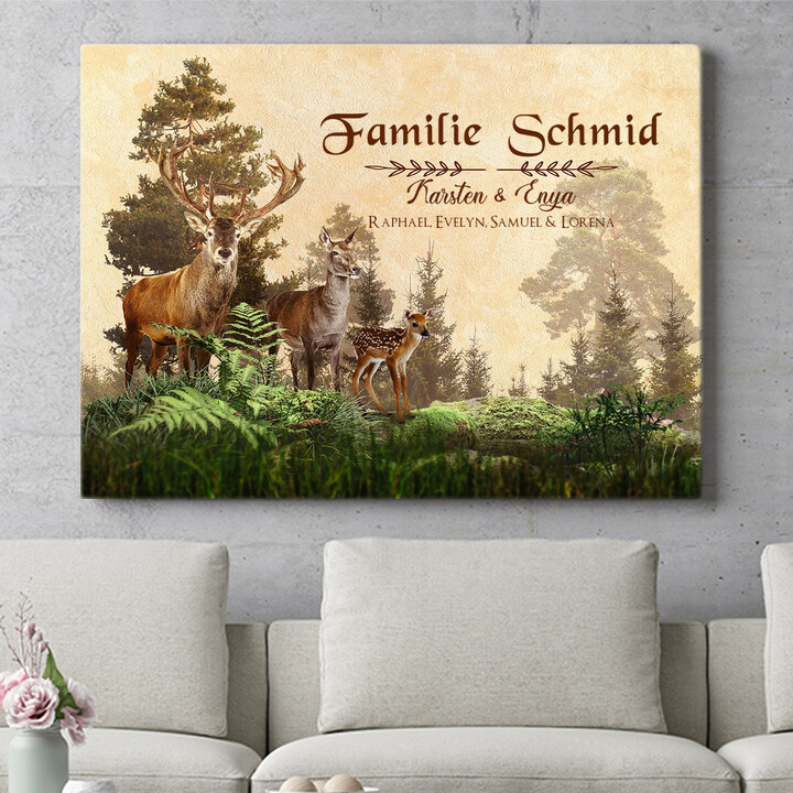 Personalisiertes Wandbild Hirschfamilie