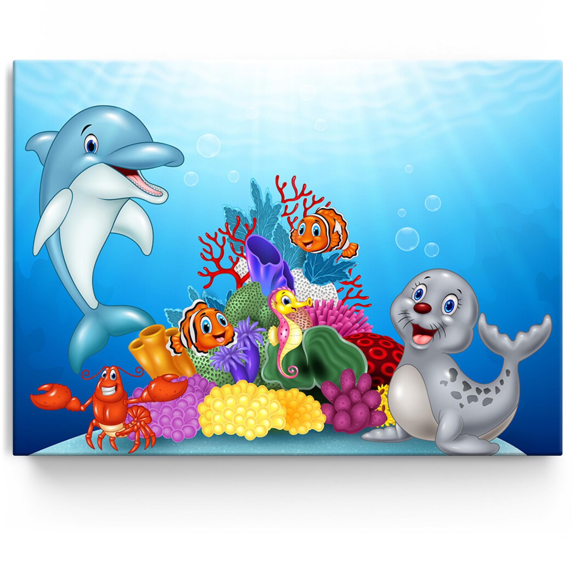 Personalisiertes Leinwandbild Cartoon Unterwasserwelt