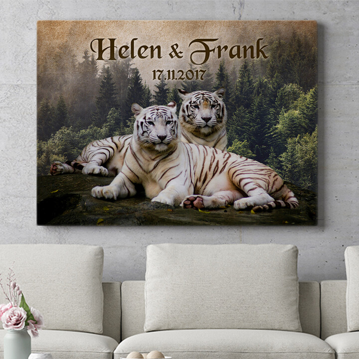 Personalisiertes Wandbild Weiße Tiger